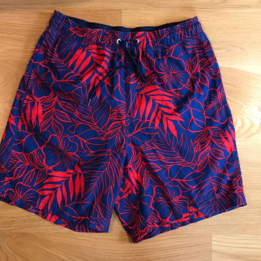 Nautica Men’s Swim Trunks S Small Blue Red